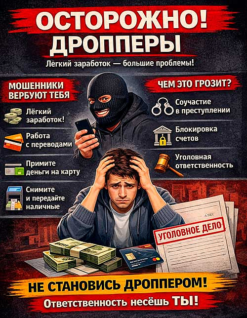 Осторожно: мошенники вербуют дропперов